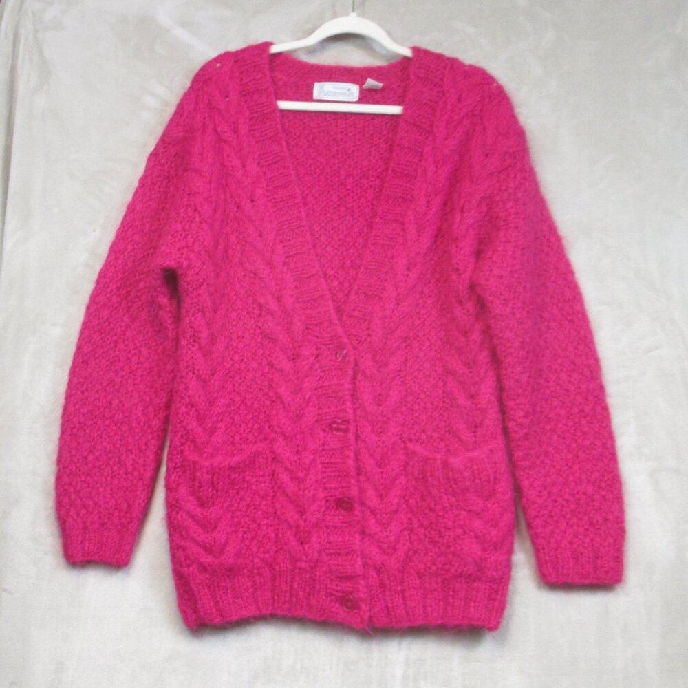 Vintage The Weathervane Mohair Cable Knit Button Front V-Neck Cardigan Sweater S